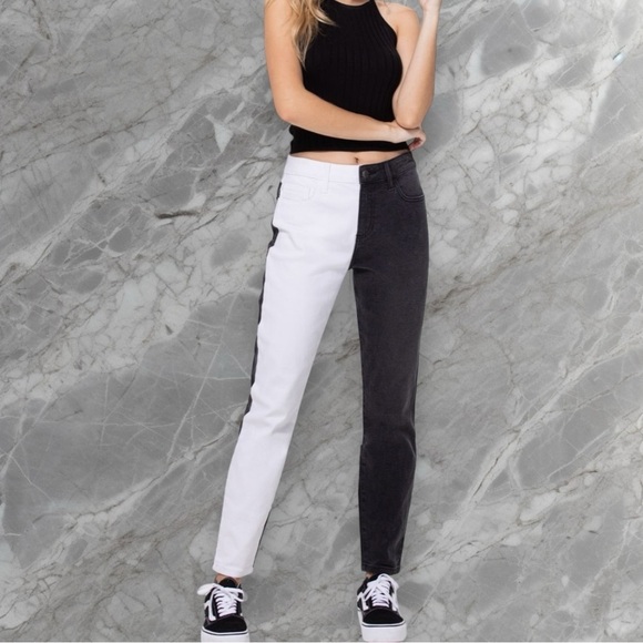Cello’s Size 9 Two Tone Black/White High Rise Straight Jeans Cotton/Poly… - Picture 1 of 8